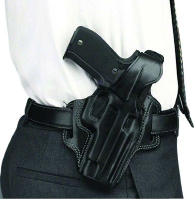 Galco Fletch OWB Holster for Ruger GP100, S&W L Frame, Right Hand, Black, Leather