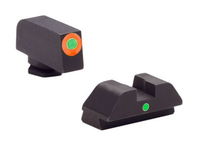 AmeriGlo i-Dot Sight Set for Glock, Green Tritium Orange Outline Front, Green Tritium Rear, GL205