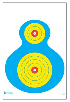 Action Target High-Visibility Silhouette Paper Hanging Shooting Targets, 19 in. x 25 in., Blue/Yellow, 100-Pack