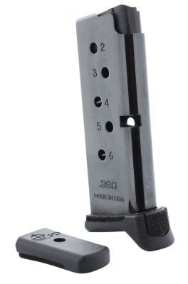 DuraMag 6 Round 380 ACP Magazine for Ruger LCP/LCP II, Black Detachable