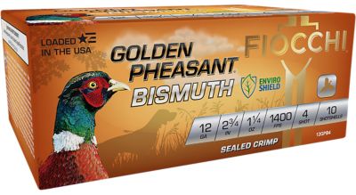 Fiocchi 12-Gauge Golden Pheasant Bismuth 4-Shot Shotgun Shells, 2.75 in., 1-1/4 oz., 10 Rounds