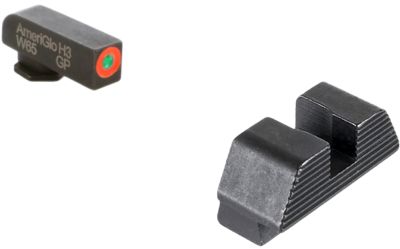 AmeriGlo Protector Sight Set for Glock, Green Tritium Orange Outline Front, Black Serrated Rear, GL433