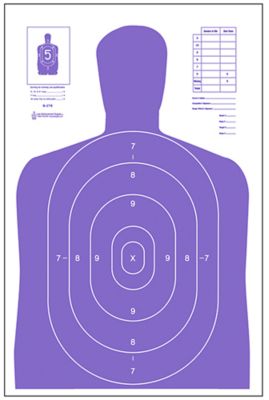 Action Target Qualification High-Visibility Fluorescent Silhouette Paper Shooting Targets, 23 in. x 35 in., Purple, 100-Pack