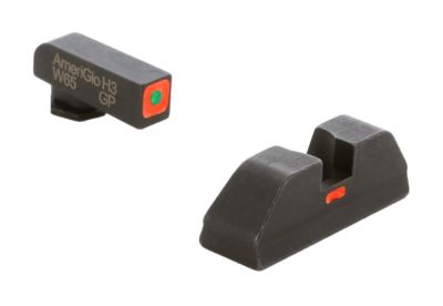 AmeriGlo CAP Sight Set for Glock, Green Tritium Orange Outline Front, Orange-Bar Rear