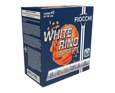 Fiocchi 12-Gauge Exacta Target White Rino Super Light 8-Shot Shotgun Shells, 2.75 in., 1-1/8 oz., 25 Rounds