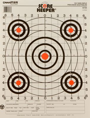 Champion Targets Score Keeper Bullseye Paper Hanging Pistol/Rifle Targets, 100 yd., 14 in. x 18 in., Multicolor, 12-Pack