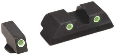 AmeriGlo Classic Tritium Sight Set for Glock, Green Tritium White Outline Front, Green Tritium White Outline Rear, GL119