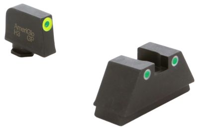 AmeriGlo Optic Compatible Sight Set for Glock, XL Tall, Green Tritium LumiGreen Outline Front, Green Tritium White Outline Rear