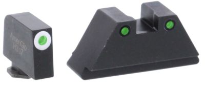 AmeriGlo Optic Compatible Sight Set for Glock, XL Tall, Green Tritium White Outline Front, Green Tritium Black Outline Rear