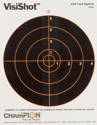 Champion Targets VisiShot Bullseye Paper Hanging Shooting Targets, 8 in., Black/White, 10-Pack