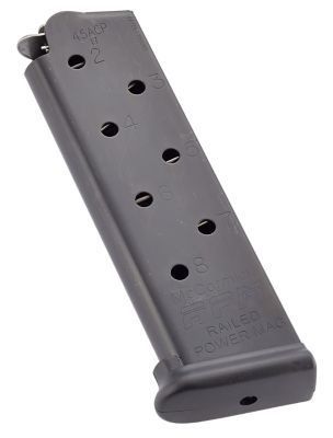 Chip McCormick Custom Power Mag Railed 8 Round 45 ACP Magazine for 1911 Government, Black Stainless Steel