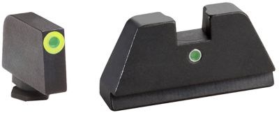 AmeriGlo Optic Compatible Sight Set for Glock, XL Tall, Green Tritium LumiGreen Outline Front, Green Tritium Rear
