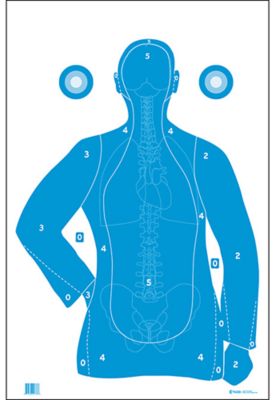 Action Target Qualification Silhouette/Vitals Paper Hanging Shooting Targets, 23 in. x 35 in., Blue/White, 100-Pack