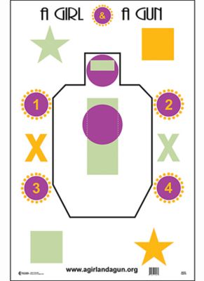 Action Target Training A Girl and A Gun IDPA Silhouette Paper Shooting Targets, 23 in. x 35 in., Multicolor, 100-Pack