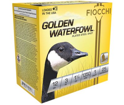 Fiocchi 12-Gauge Golden Waterfowl 1-Shot Shotgun Shells, 3 in., 1-1/4 oz., 25 Rounds