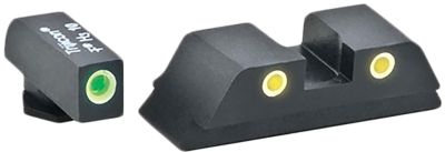 AmeriGlo Classic Tritium Sight Set for Glock, Green Tritium White Outline Front, Yellow Tritium White Outline Rear, GL5115