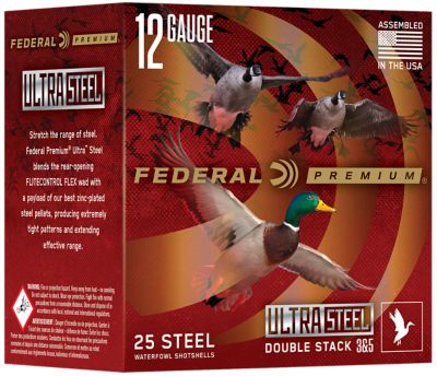 Federal 12-Gauge Premium Ultra Steel 2/4-Shot Shotgun Shells, 3 in., 1-1/4 oz., 25 Rounds