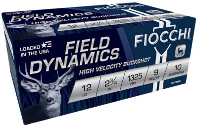 Fiocchi 12-Gauge Field Dynamics 9-Pellet Buckshot Shotgun Shells, 00, 2.75 in., 10 Rounds
