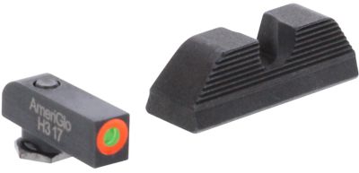 AmeriGlo Protector Sight Set for Glock, Green Tritium Orange Outline Front, Black Serrated Rear, GL5353