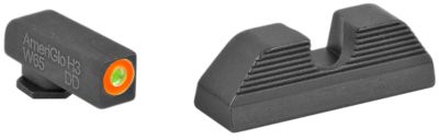 AmeriGlo Protector Sight Set for Glock, Green Tritium Orange Outline Front, Black Serrated Rear, GL353