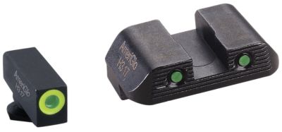 AmeriGlo Trooper Sight Set for Glock, Green Tritium LumiGreen Outline Front, Green Tritium Black Outline Rear, GL822