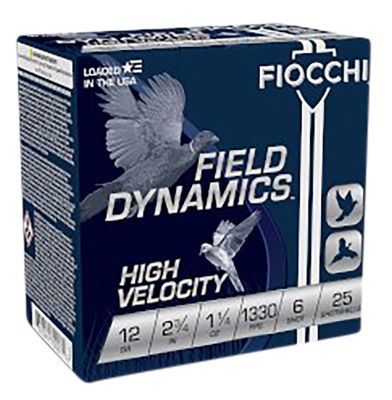 Fiocchi 12-Gauge Field Dynamics High Velocity 6-Shot Shotgun Shells, 2.75 in., 1-1/4 oz., 25 Rounds