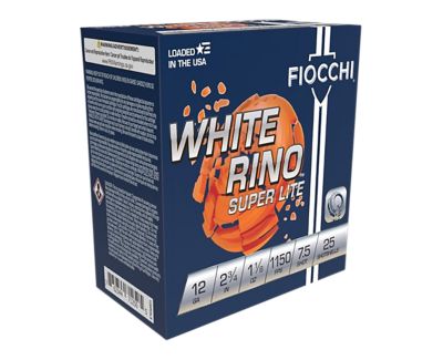 Fiocchi 12-Gauge Exacta Target White Rino Super Light 7.5-Shot Shotgun Shells, 2.75 in., 1-1/8 oz., 25 Rounds