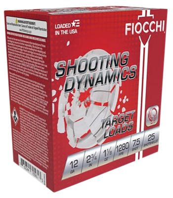 Fiocchi 12-Gauge Shooting Dynamics Target 7.5-Shot Shotgun Shells, 2.75 in., 1-1/8 oz., 25 Rounds, 12SDHV75