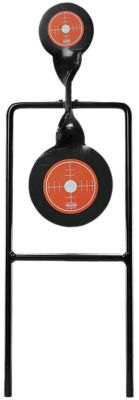 Champion Targets Gong Bullseye Spinner Standing Steel Shooting Target, 3 in. Top Target/4.7 in. Bottom Target, Black/Orange