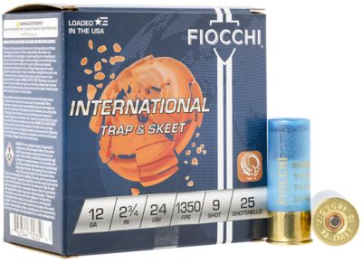 Fiocchi 12-Gauge Exacta Target International Trap and Skeet 9-Shot Shotgun Shells, 2.75 in., 24g, 25 Rounds
