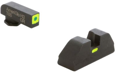 AmeriGlo CAP Sight Set for Glock, Green Tritium LumiGreen Outline Front, LumiGreen Bar Rear, GL605