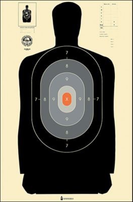 Action Target Qualification NC Criminal Justice Academy Silhouette Paper Shooting Targets, 24 in. x 45 in., Black/Gray, 100-Pack