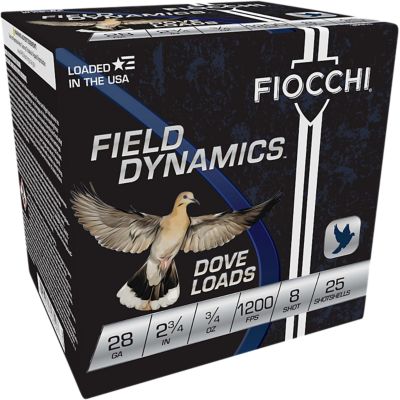 Fiocchi 28-Gauge Field Dynamics Dove and Quail 8-Shot Shotgun Shells, 2.75 in., 3/4 oz., 25 Rounds