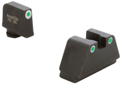 AmeriGlo Optic Compatible Sight Set for Glock, 2XL Tall, Green Tritium White Outline Front, Green Tritium White Outline Rear