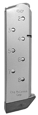 Chip McCormick Custom 8 Round 45 ACP Magazine for 1911 Government, Match Grade, Stainless/Black