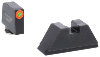 AmeriGlo Optic Compatible Sight Set for Glock, XL Tall, Green Tritium Orange Outline Front, Green Tritium Black Rear