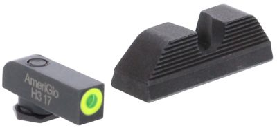 AmeriGlo Protector Sight Set for Glock, Green Tritium LumiGreen Outline Front, Black Serrated Rear, GL354