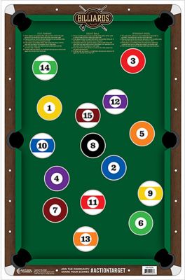 Action Target Entertainment Pool Table Paper Hanging Shooting Targets, 23 in. x 35 in., Multicolor, 100-Pack