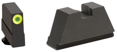 AmeriGlo Optic Compatible Sight Set for Glock, 3XL Tall, Green Tritium LumiGreen Outline Front, Black Rear