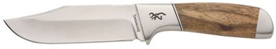 Browning 4.5 in. Sage Creek Large Clip Point Fixed Blade Knife, Plain Satin 9Cr14MoV SS Blade, Brown Zebra Wood Handle