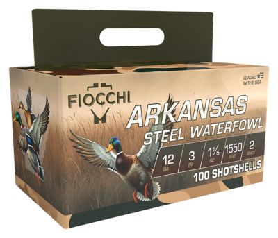 Fiocchi 12-Gauge Arkansas Steel Waterfowl 2-Shot Shotgun Shells, 3 in., 1-1/5 oz., 100 Rounds