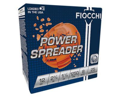 Fiocchi 12-Gauge Exacta Target Power Spreader 8-Shot Shotgun Shells, 2.75 in., 1-1/8 oz., 25 Rounds