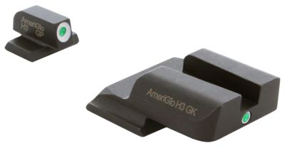 AmeriGlo i-Dot Sight Set for S&W M&P, Shield Green Tritium White Outline Front, Green Tritium Rear