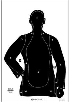 Action Target Qualification Silhouette Paper Shooting Targets, 23 in. x 35 in., Black, 100-Pack