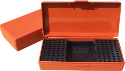 MTM Multi-Caliber Polypropylene Rimfire Rifle Ammo Storage, Holds 100-250 Rounds, Rust