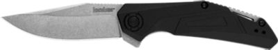 Kershaw 3 in. Camshaft EDC Clip Point Folding Knife, Plain Stonewashed 4Cr14 Blade, Black GFN Handle