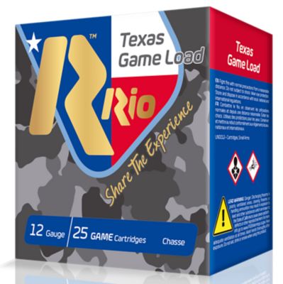 Rio Ammunition 12-Gauge Texas Game Load High Velocity 6-Shot Shotgun Shells, 2.75 in., 1-1/4 oz., 25 Rounds, TGHV366TX