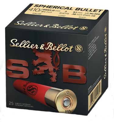 Sellier & Bellot .410-Bore Hunting Spherical 3-Pellet Buckshot Shotgun Shells, 000, 2.5 in., 1/2 oz., 25 Rounds