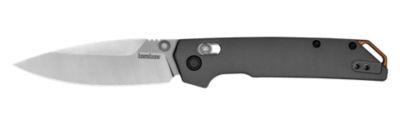 Kershaw 3.40 in. Iridium Full-Size Spear Point Folding Knife, Satin/Stonewashed D2 Steel Blade, Gray Anodized Aluminum Handle