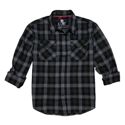 Horizon Design Hornady Gear Men's Long-Sleeve Flannel Shirt, Large, Olive/Black/Gray, Cotton/Polyester, Relaxed Fit, Button Up